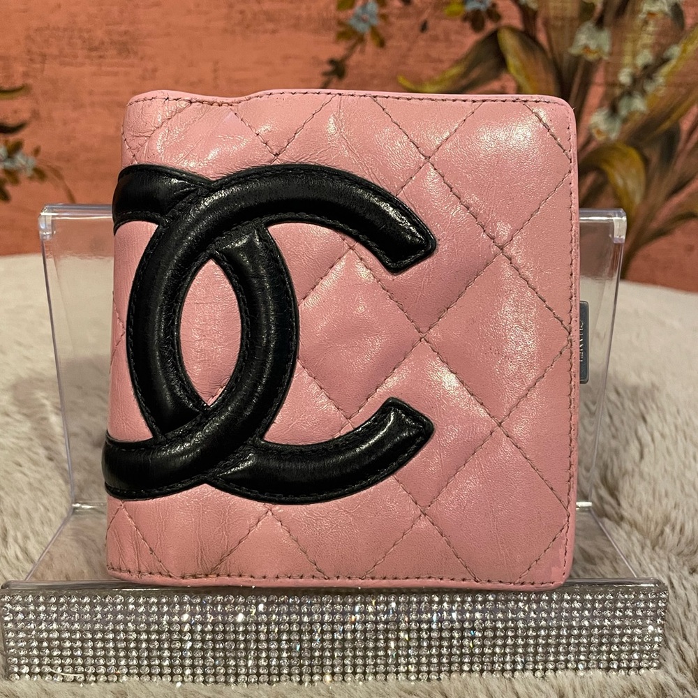 Chanel Cambon Pink Quilted Calfskin Leather with Black Large CC Bi-fold Wallet - Picture 13 of 13